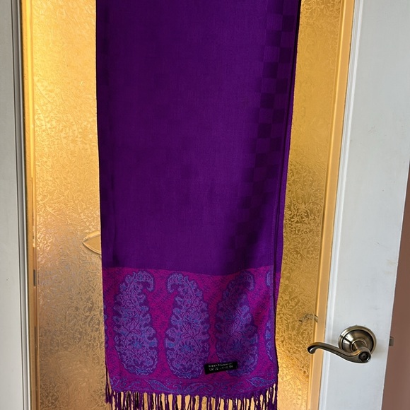 Vintage 💯 Cashmere Pashmina-6ft Long 13" Wide - Picture 6 of 9